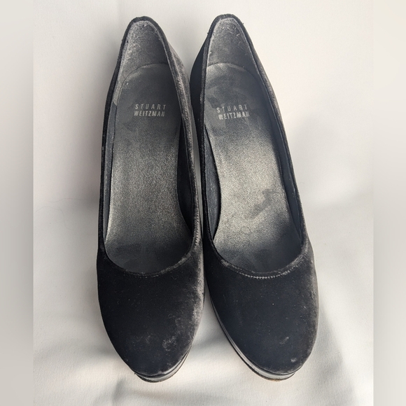 STUART WEITZMAN Black Velvet Platform Heel Formal Women Shoes Size 7 - Picture 2 of 10